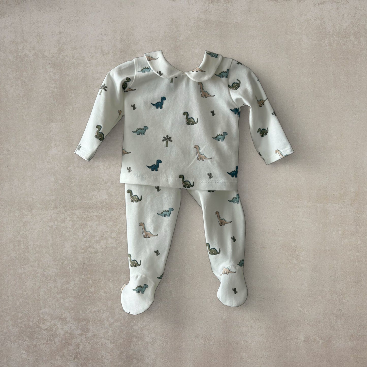 Pijama Dos Piezas de Algodón Elástico - Estampados Divertidos (Dinosaurios / Espacio)