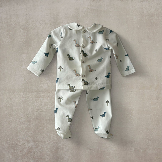 Pijama Dos Piezas de Algodón Elástico - Estampados Divertidos (Dinosaurios / Espacio)