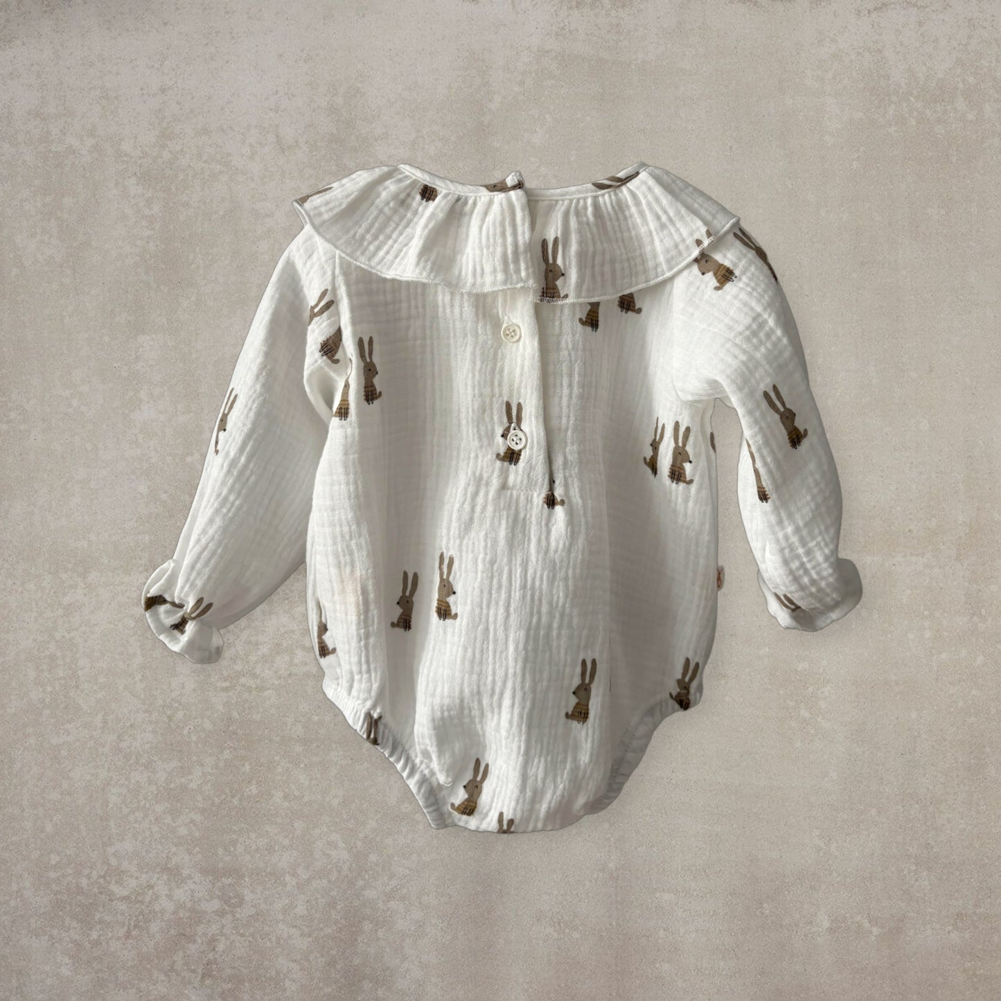 Camisa-Body de Muselina 100% Algodón - Lisos o Estampado Conejitos